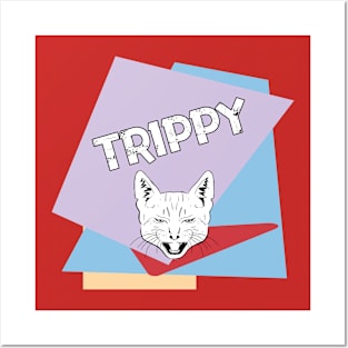 FUNKY TRIPPY CAT Posters and Art